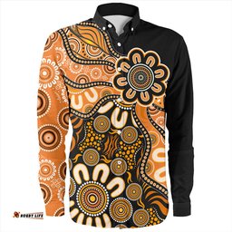 Amazing Aussie Australia Aboriginal Dot Painting Background Long Sleeve Shirt