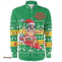 Amazing Aussie Australia Merry Christmas Mate Surf's Up Santa Long Sleeve Shirt