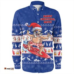 Amazing Aussie Australia Merry Christmas Mate Surf's Up Santa Long Sleeve Shirt