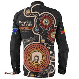 Amazing Aussie Australia Aboriginal Dot Art Inspired Naidoc Week Keep The Fire Burning! Blak, Loud & Proud Long Sleeve Shirt