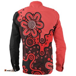 Amazing Aussie Australia Aboriginal Style Of Background Red Long Sleeve Shirt
