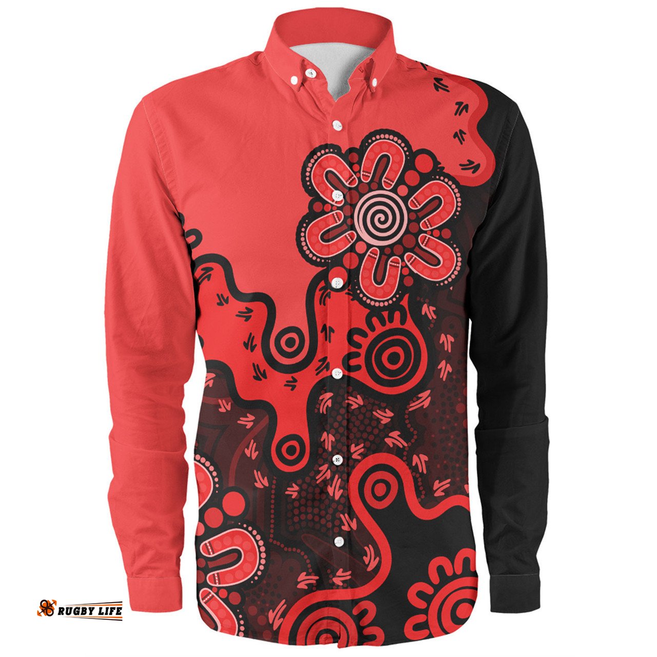 Amazing Aussie Australia Aboriginal Style Of Background Red Long Sleeve Shirt