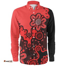 Amazing Aussie Australia Aboriginal Style Of Background Red Long Sleeve Shirt
