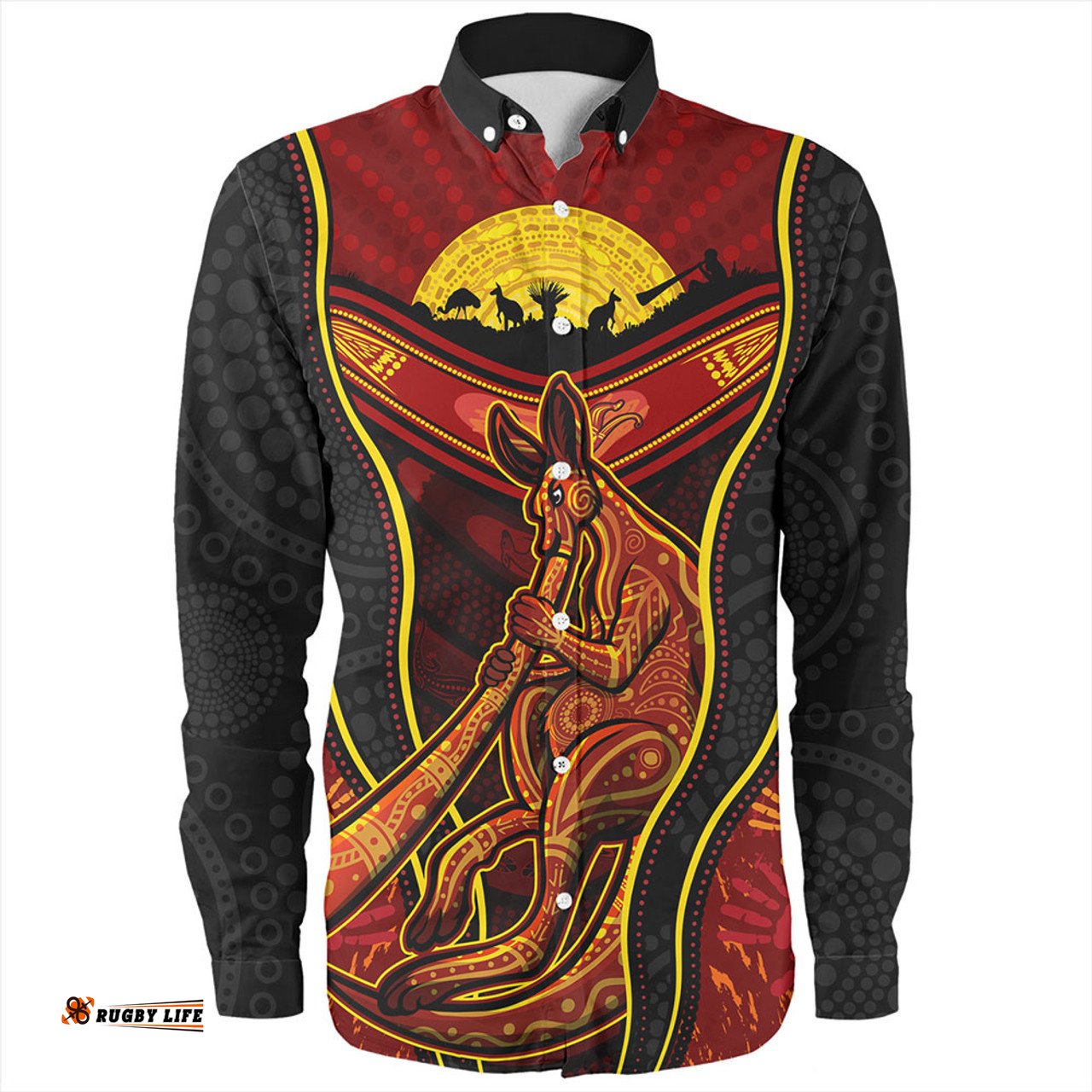 Amazing Aussie Australia Aboriginal Kangaroo Spirit Dreaming Long Sleeve Shirt