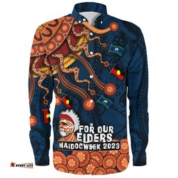 Amazing Aussie Australia Naidoc Week Custom For Our Elders Naidoc Week Snake Aboriginal Painting With Flag (Blue) Long Sleeve Shirt