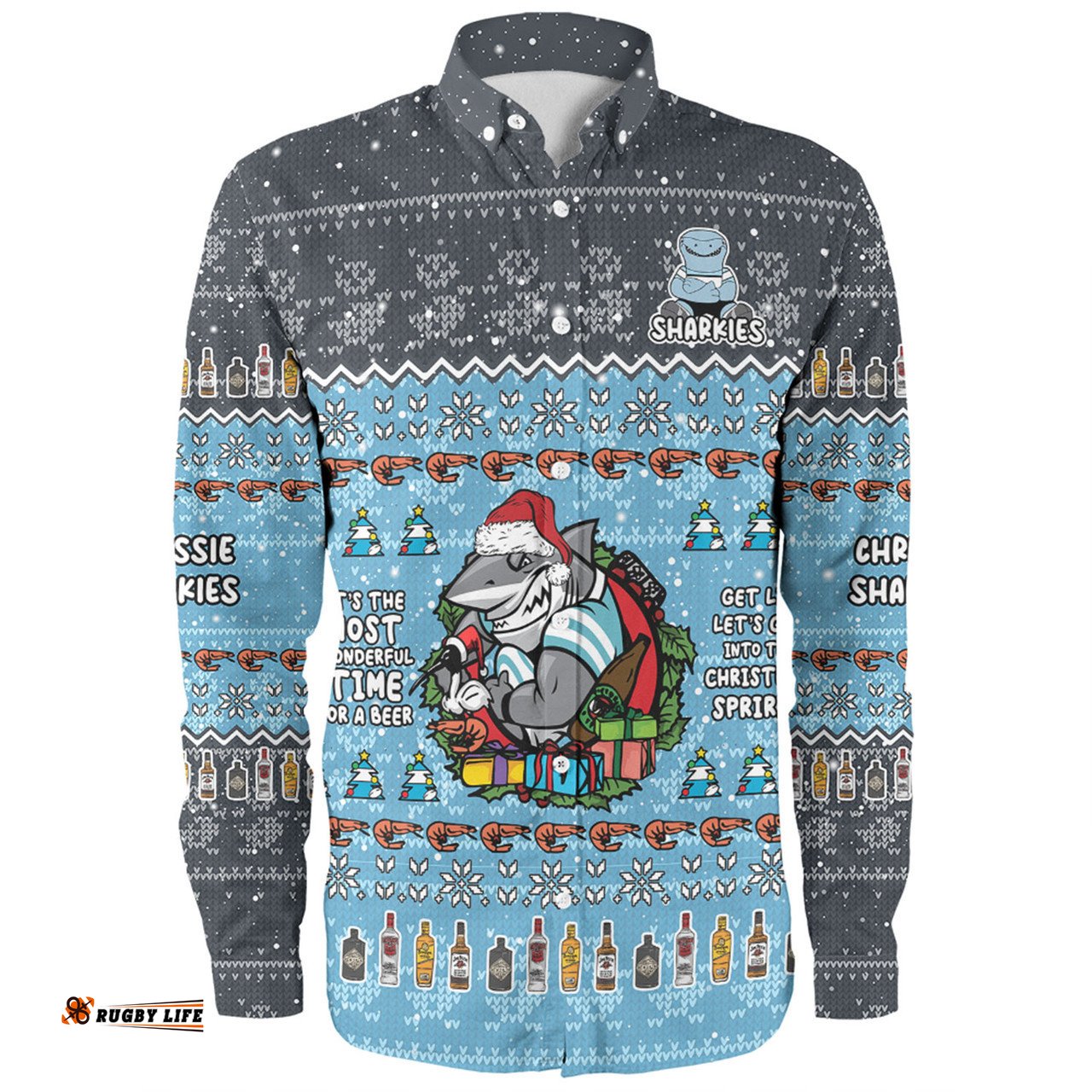 Amazing Aussie Cronulla Sutherland Sharks Christmas Custom Chrissie Spirit Long Sleeve Shirt