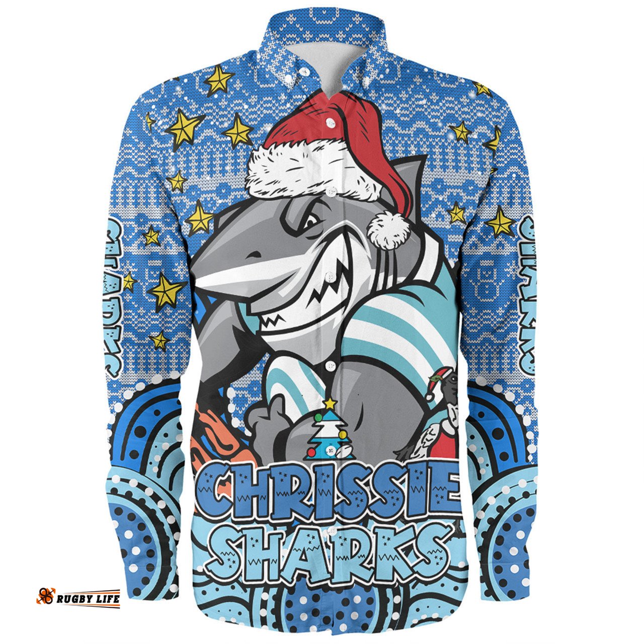 Amazing Aussie Cronulla Sutherland Sharks Christmas Custom Christmas Knit Patterns Vintage Jersey Ugly Long Sleeve Shirt