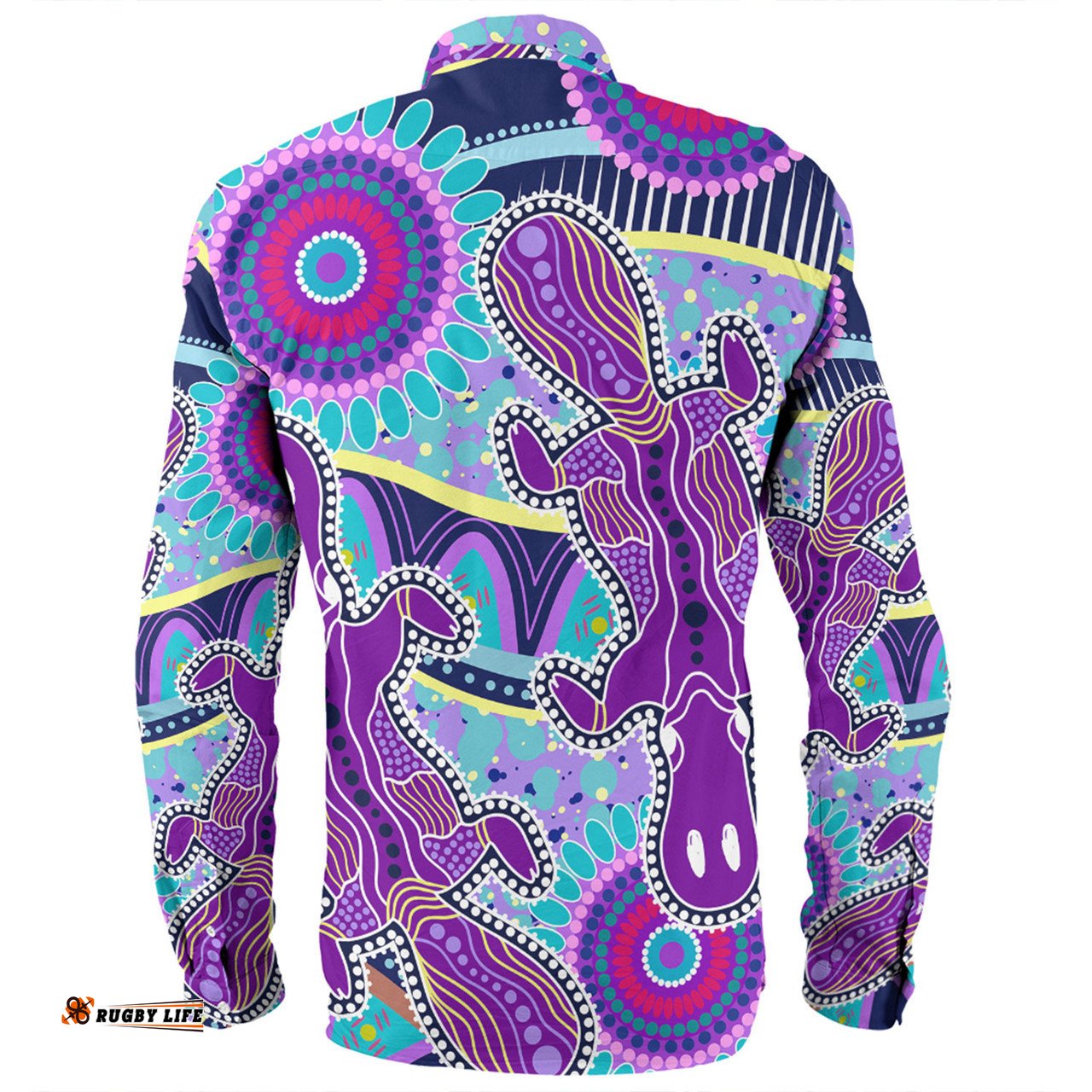 Amazing Aussie Australia Platypus Aboriginal Purple Platypus With Aboriginal Art Dot Painting Patterns Inspired Long Sleeve Shirt
