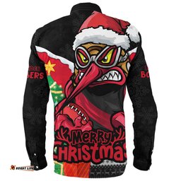 Amazing Aussie Essendon Santa Scoring Touchdown On Christmas Game Day Long Sleeve Shirt
