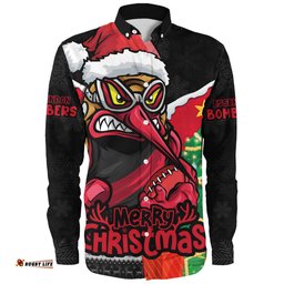 Amazing Aussie Essendon Santa Scoring Touchdown On Christmas Game Day Long Sleeve Shirt