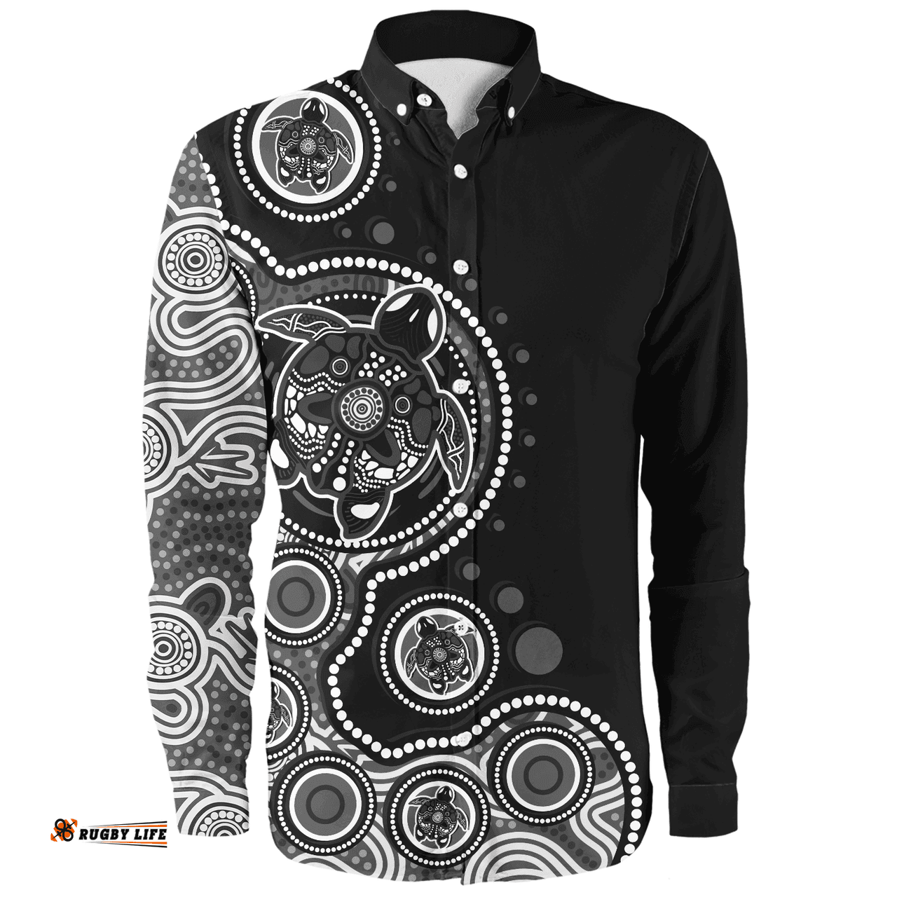 Amazing Aussie Australia Indigenous Turtle Aboriginal Dot Art Black Long Sleeve Shirt