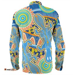 Amazing Aussie Australia Platypus Aboriginal Blue Platypus With Aboriginal Art Dot Painting Patterns Inspired Long Sleeve Shirt
