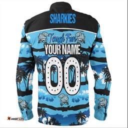 Amazing Aussie Cronulla Sutherland Sharks Eat Sleep Repeat With Tropical Patterns Long Sleeve Shirt