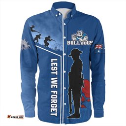 Amazing Aussie Canterbury Bankstown Bulldogs Anzac Day Lest We Forget Poppy Long Sleeve Shirt
