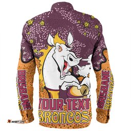 Amazing Aussie Brisbane Broncos Custom Team With Dot And Star Patterns For Tough Fan Long Sleeve Shirt