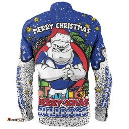 Amazing Aussie Canterbury Bankstown Bulldogs Christmas Custom Merry Christmas Our Beloved Team With Aboriginal Dot Art Pattern Long Sleeve Shirt