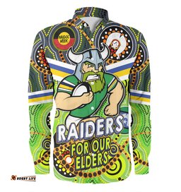 Amazing Aussie Canberra Raiders Naidoc Week Customs Raiders Naidoc For Our Elders Dot Art Styles Long Sleeve Shirt