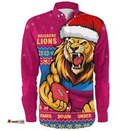 Amazing Aussie Brisbane Lions Merry Christmas Down Under Footy Power Style Long Sleeve Shirt