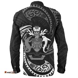 Amazing Aussie Australia South Sea Islanders Solomon Islands White Tribal Wave Pattern Long Sleeve Shirt