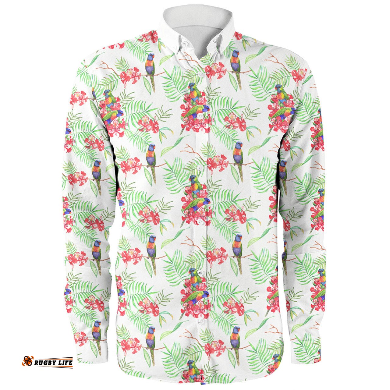 Amazing Aussie Australia Rainbow Lorikeets Rainbow Lorikeets Colorful Tropical Exotic Flowers Long Sleeve Shirt