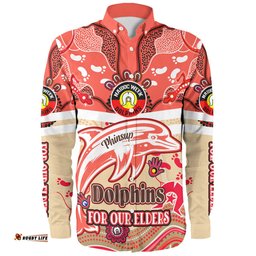 Amazing Aussie Redcliffe Dolphins Naidoc Week Custom For Our Elders Home Jersey Shirt Long Sleeve Shirt