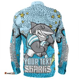 Amazing Aussie Cronulla Sutherland Sharks Custom Team With Dot And Star Patterns For Tough Fan Long Sleeve Shirt
