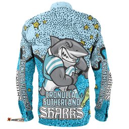 Amazing Aussie Cronulla Sutherland Sharks Custom Team With Dot And Star Patterns For Tough Fan Long Sleeve Shirt