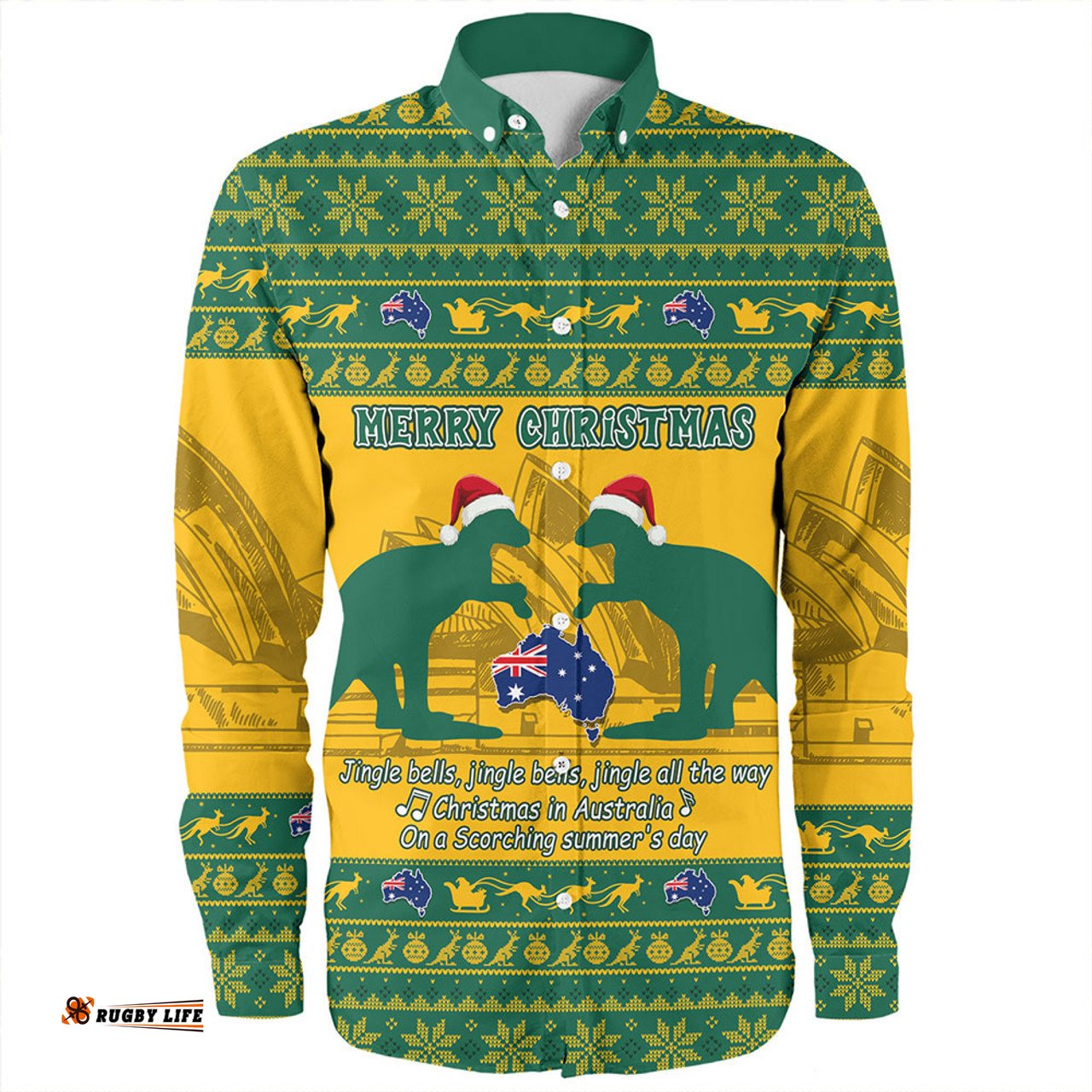 Amazing Aussie Australia Scorching Australia Christmas Green Long Sleeve Shirt