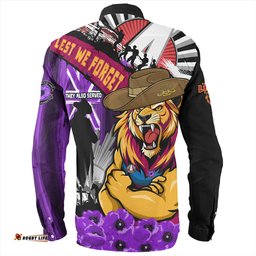 Amazing Aussie Brisbane Lions ANZAC Day Honor Purple Valor And Spirit Long Sleeve Shirt