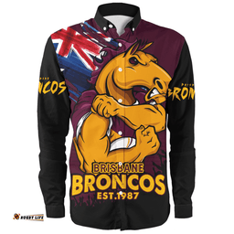 Amazing Aussie Brisbane Broncos Heart Of A Fighter Tough And Fearless Long Sleeve Shirt