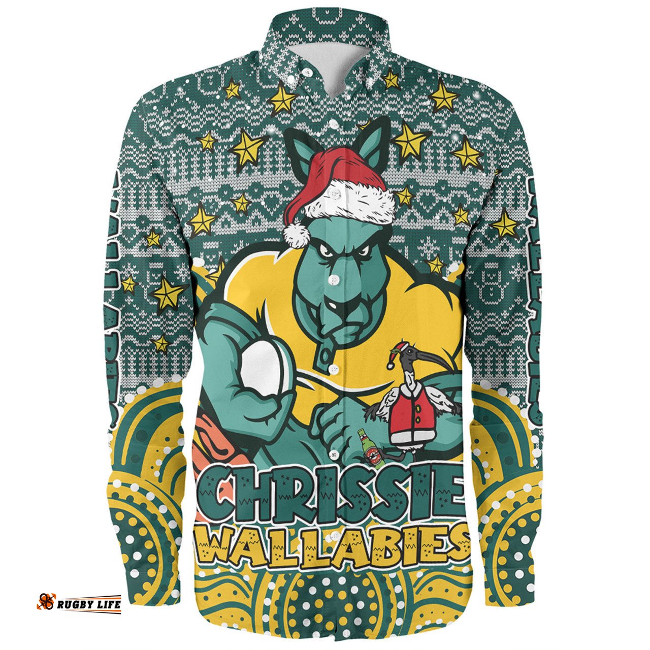 Amazing Aussie Australia Wallabies Christmas Custom Christmas Knit Patterns Vintage Jersey Ugly Long Sleeve Shirt