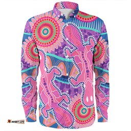 Amazing Aussie Australia Platypus Aboriginal Pink Platypus With Aboriginal Art Dot Painting Patterns Inspired Long Sleeve Shirt