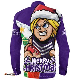 Amazing Aussie Fremantle Santa Scoring Touchdown On Christmas Game Day Long Sleeve Shirt