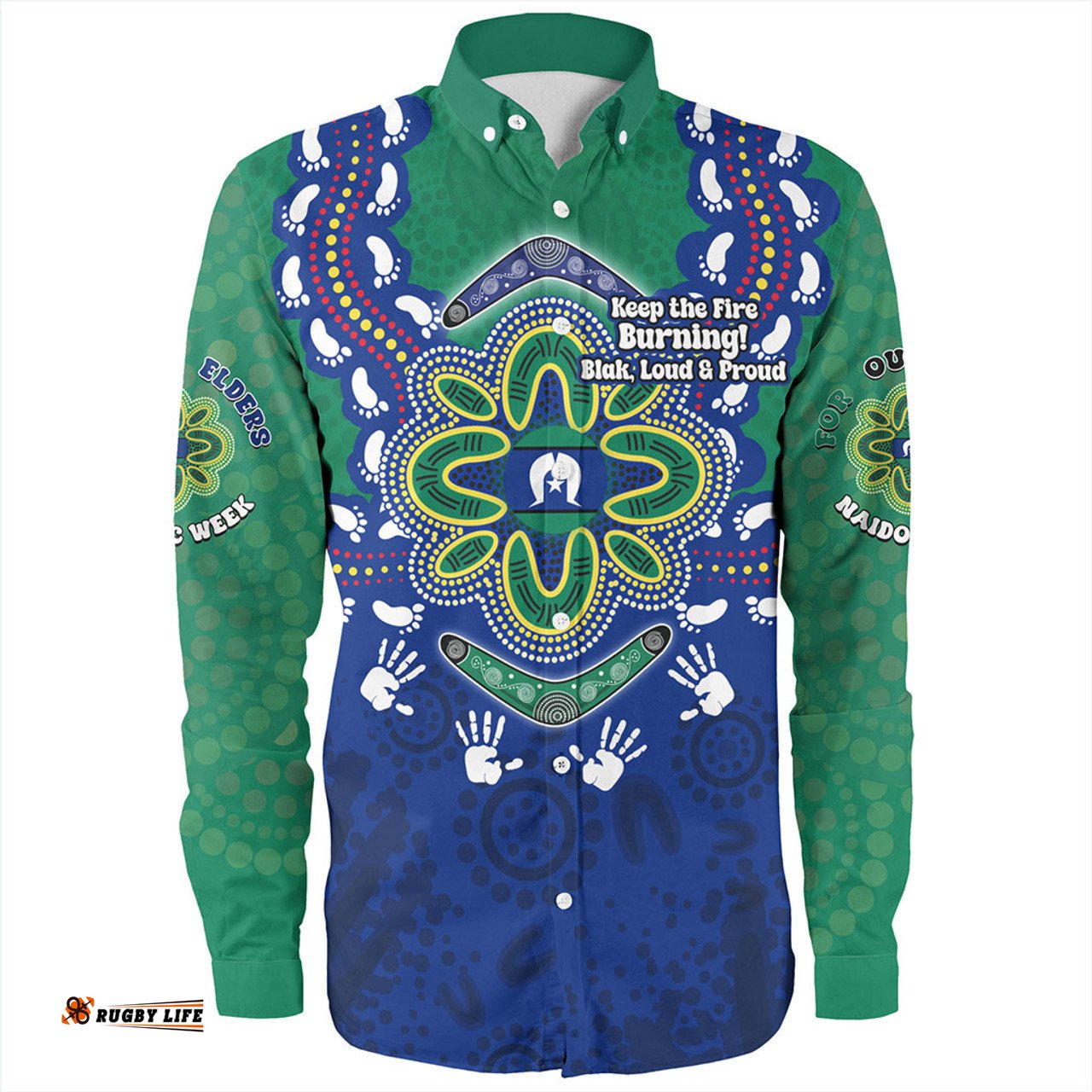 Amazing Aussie Australia Torres Strait Aboriginal Inspired Naidoc Symbol Pattern Long Sleeve Shirt