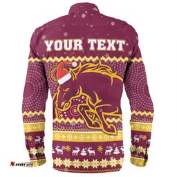 Amazing Aussie Brisbane Broncos Christmas Custom Ugly Xmas And Aboriginal Patterns For Die Hard Fan Long Sleeve Shirt