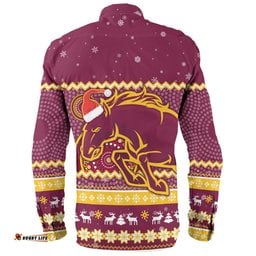 Amazing Aussie Brisbane Broncos Christmas Custom Ugly Xmas And Aboriginal Patterns For Die Hard Fan Long Sleeve Shirt