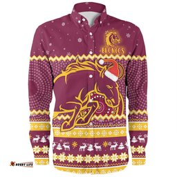 Amazing Aussie Brisbane Broncos Christmas Custom Ugly Xmas And Aboriginal Patterns For Die Hard Fan Long Sleeve Shirt