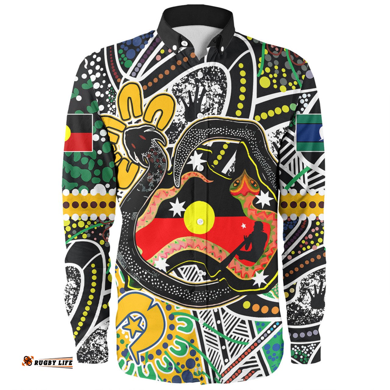 Amazing Aussie Australia Rainbow Serpent Aboriginal Dreamtime Rainbow Serpent Creates Australia Long Sleeve Shirt