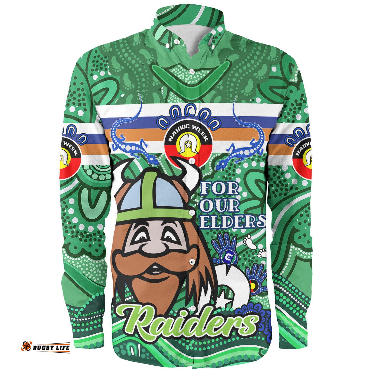 Amazing Aussie Canberra Raiders Naidoc Week Custom For Our Elders Home Jersey Shirt Long Sleeve Shirt
