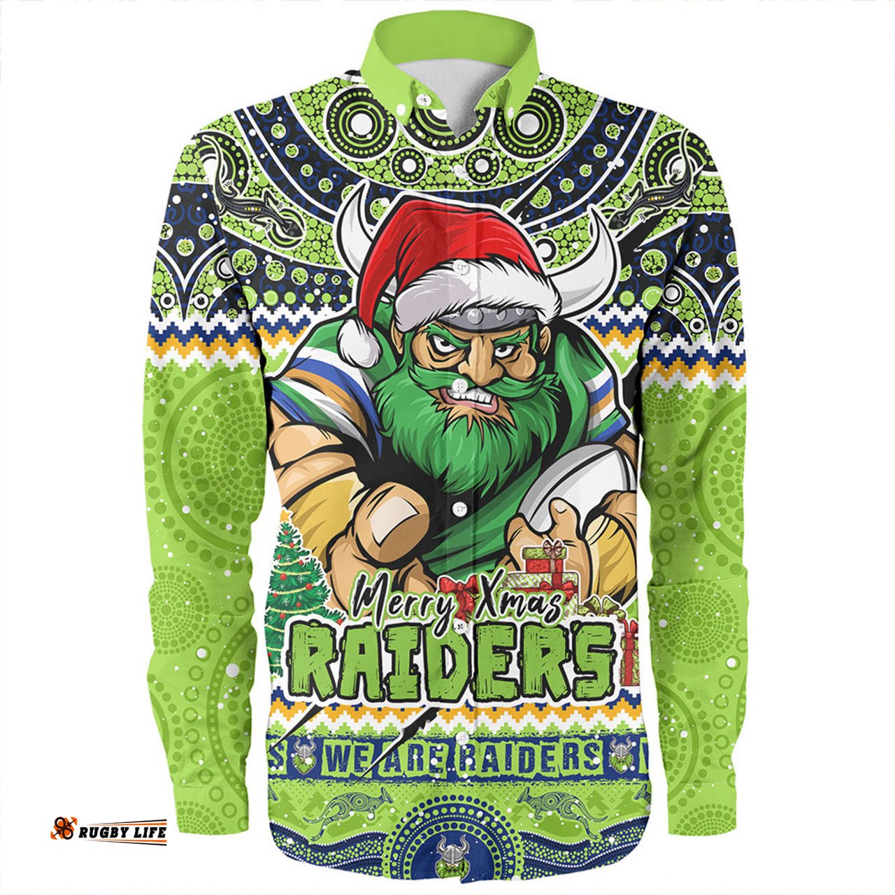 Amazing Aussie Canberra Raiders Aboriginal Xmas Special Ugly Christmas Style Long Sleeve Shirt