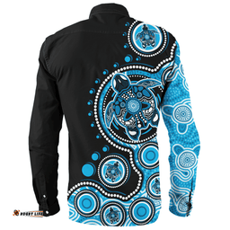 Amazing Aussie Australia Indigenous Turtle Aboriginal Dot Art Blue Long Sleeve Shirt
