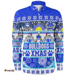 Amazing Aussie Canterbury Bankstown Bulldogs Christmas Aboriginal Custom Indigenous Knitted Ugly Xmas Style Long Sleeve Shirt