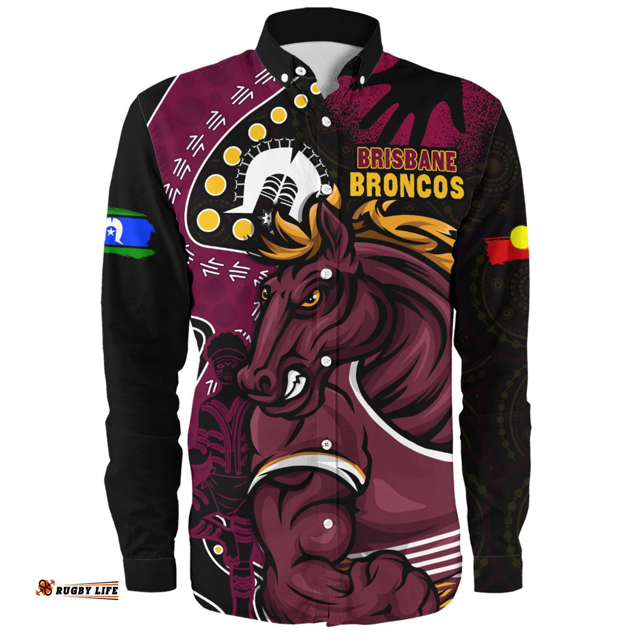 Amazing Aussie Brisbane Broncos NAIDOC Indigenous Warrior Spirit Long Sleeve Shirt