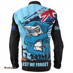 Amazing Aussie Cronulla Sutherland Sharks Fearless ANZAC Defender Long Sleeve Shirt