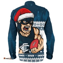 Amazing Aussie Carlton Merry Christmas Down Under Footy Power Style Long Sleeve Shirt