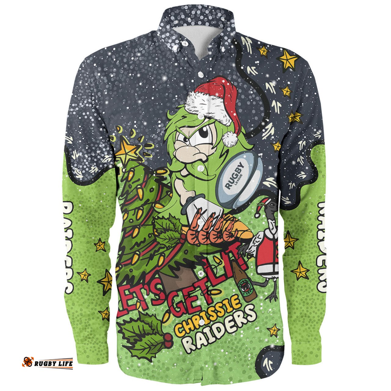 Amazing Aussie Canberra Raiders Christmas Custom Let's Get Lit Chrisse Pressie Long Sleeve Shirt