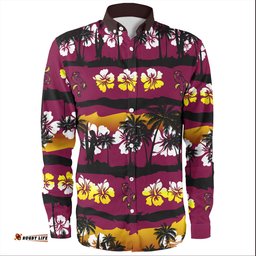 Amazing Aussie Brisbane Broncos Tropical Hibiscus and Coconut Trees Long Sleeve Shirt