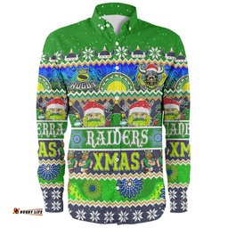 Amazing Aussie Canberra Raiders Christmas Aboriginal Custom Indigenous Knitted Ugly Xmas Style Long Sleeve Shirt