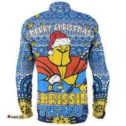 Amazing Aussie Gold Coast Titans Christmas Custom Christmas Knit Patterns Vintage Jersey Ugly Long Sleeve Shirt