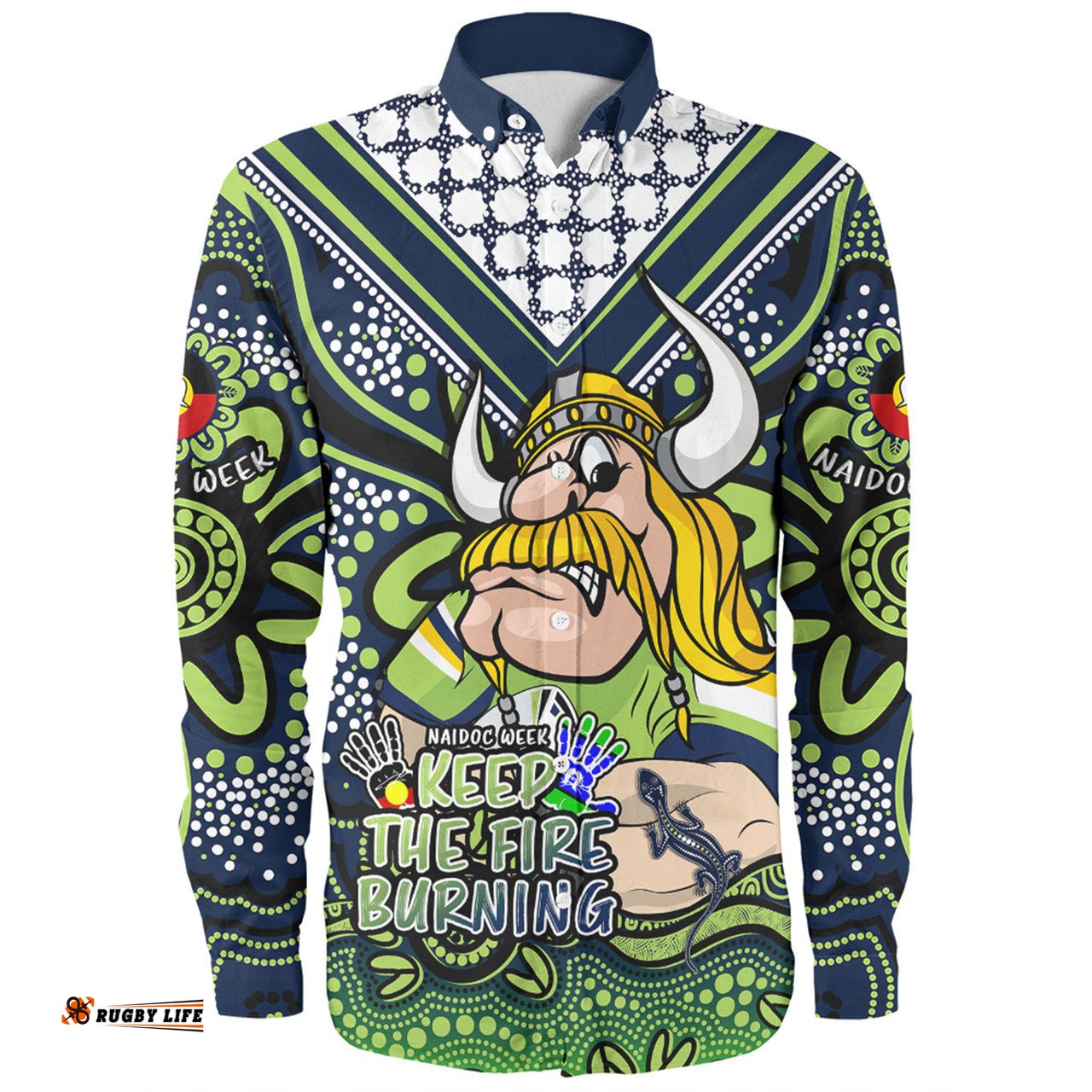 Amazing Aussie Canberra Raiders Aboriginal Inspired Naidoc Week Custom For Die Hard Fan Supporters Long Sleeve Shirt